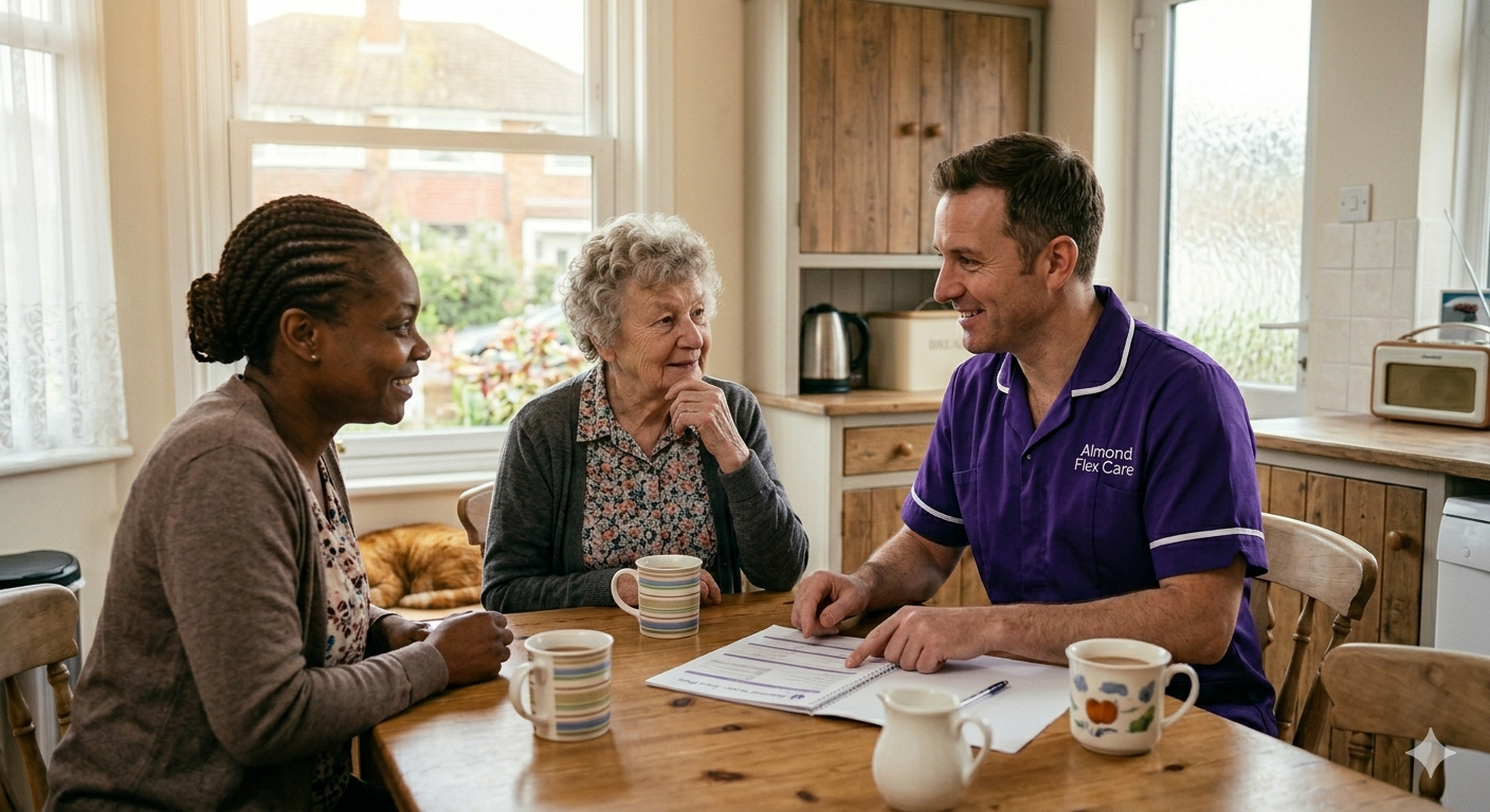 An Almond Flex Care carer delivering personalised home care support in Durham