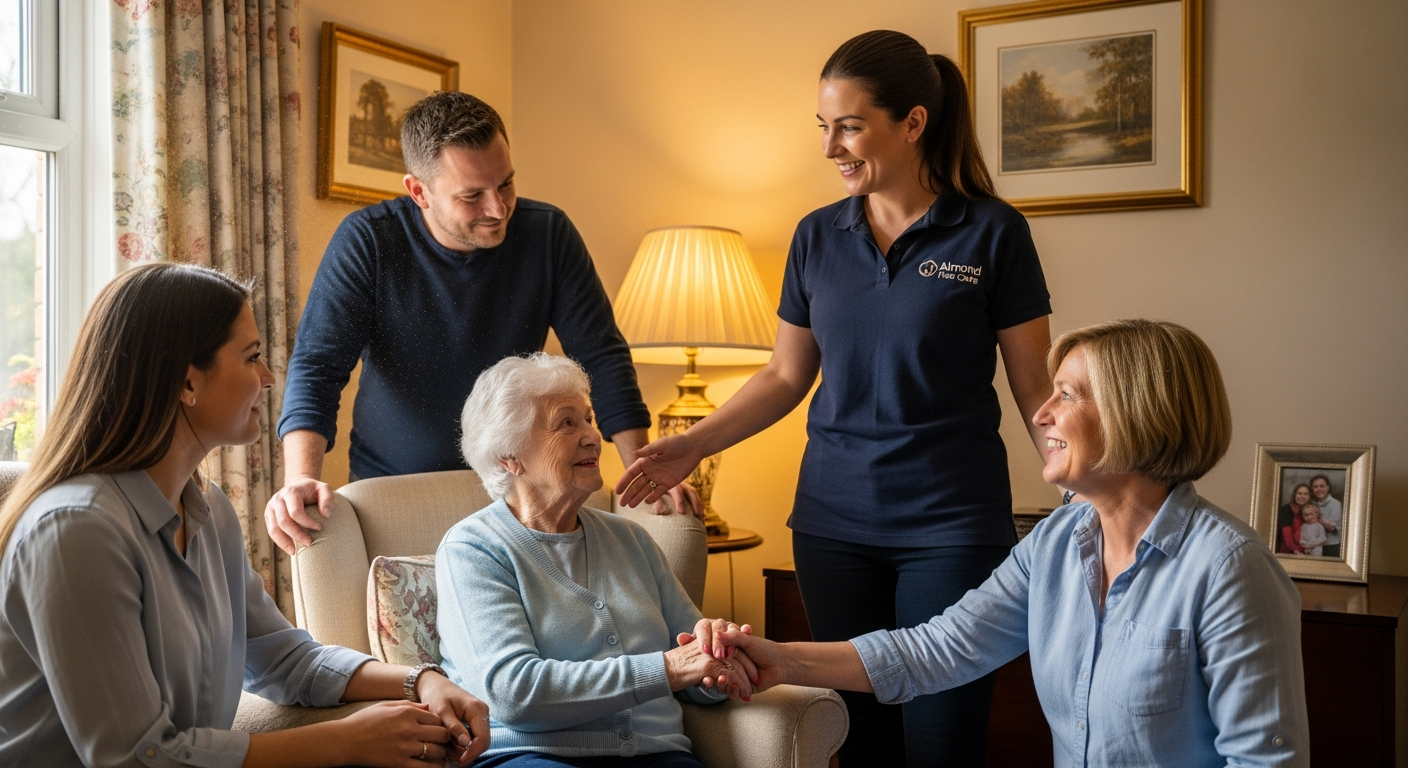 An Almond Flex Care coordinator introducing a companionship carer to an elderly client in Durham